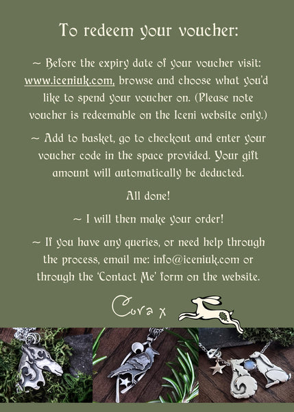 Iceni Gift Voucher from £10 - £300