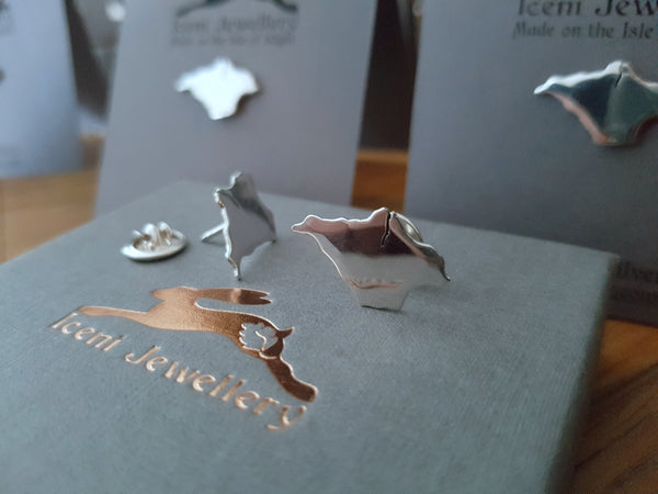 Sterling Silver Isle of Wight Lapel Pin/Tie Tack/Brooch