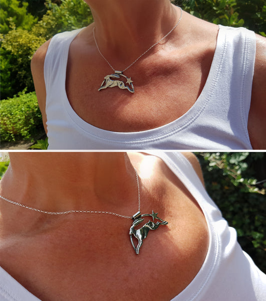 Stargazer Moonleaper Sterling Silver Hare Necklace