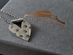 Paw Prints on my Heart Sterling Silver Pendant