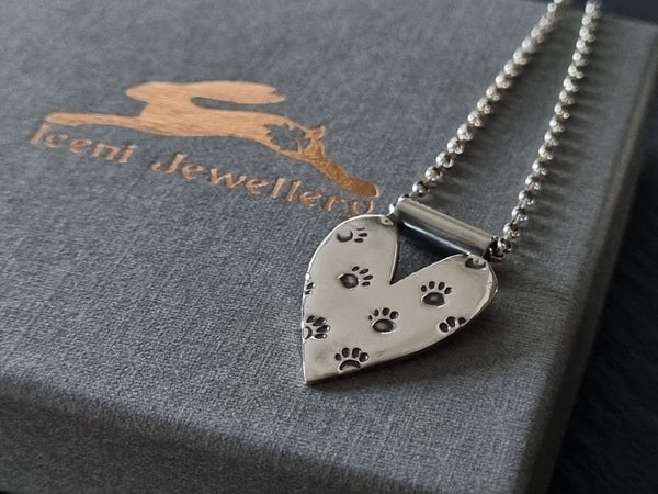 Paw Prints on my Heart Sterling Silver Pendant