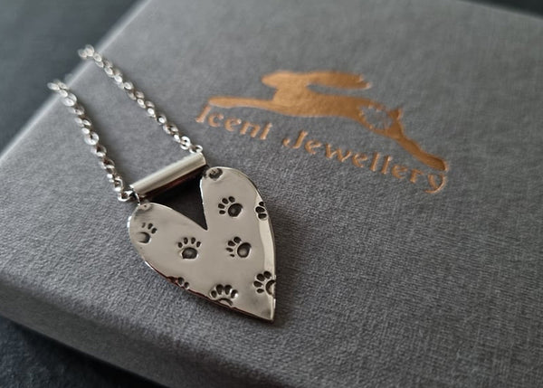 Paw Prints on my Heart Sterling Silver Pendant