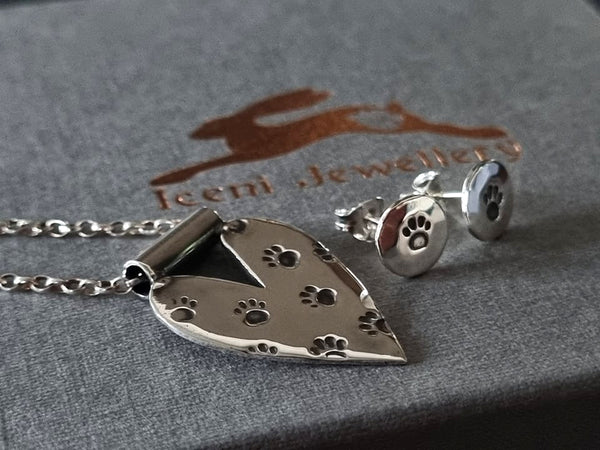 Sterling Silver Paw Print Studs