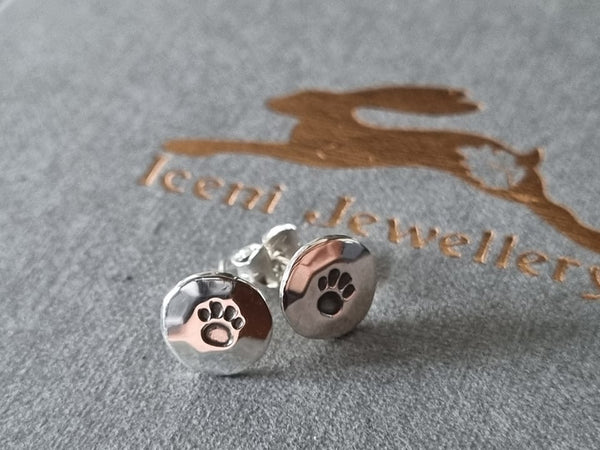 Sterling Silver Paw Print Studs