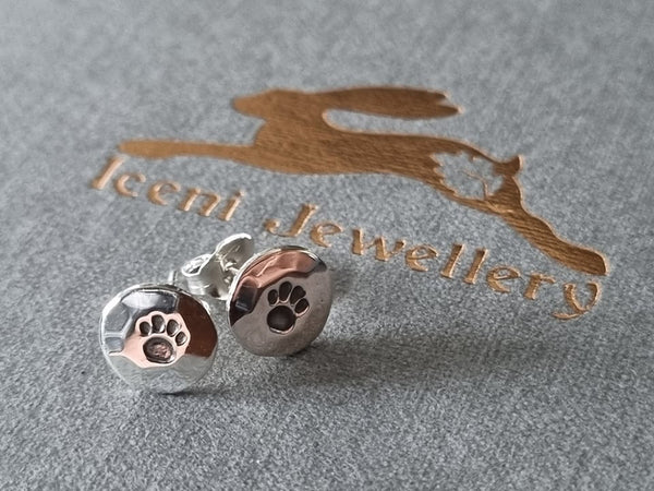 Sterling Silver Paw Print Studs