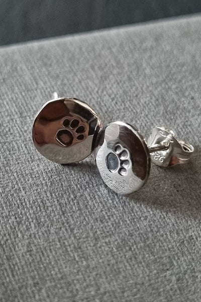 Sterling Silver Paw Print Studs