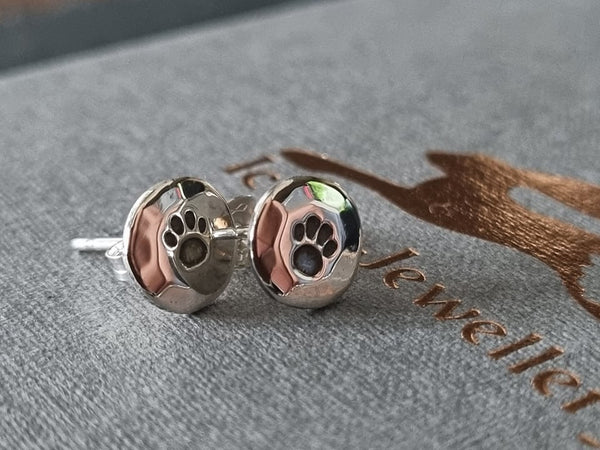 Sterling Silver Paw Print Studs