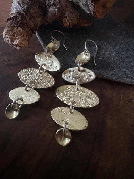 Between the Branches - Sterling Silver & Brass Drop Earrings