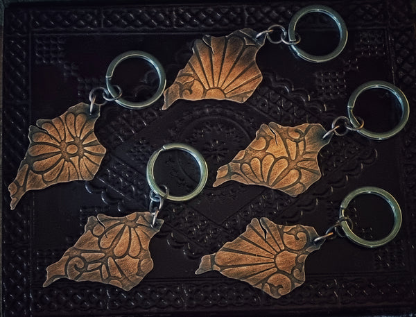 Embossed Copper Isle of Wight Keyrings