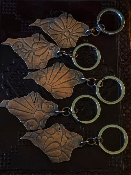 Embossed Copper Isle of Wight Keyrings
