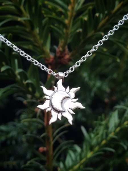 Sterling Silver Morning Star and Night & Day Pendant Necklace