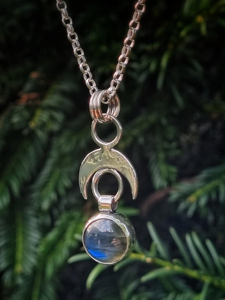 ***Pendant Only*** Blue Flash Labradorite Crescent Moon Pendant***if you would like to add a chain, please use the link in the description