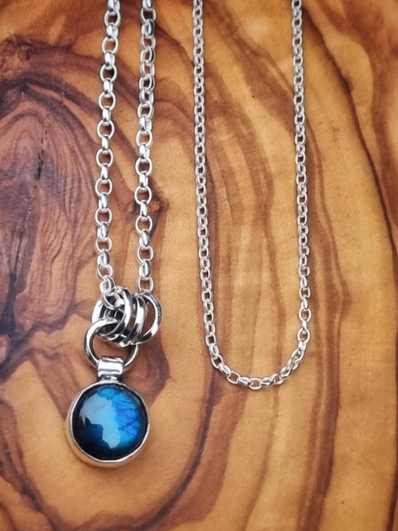 Small Sterling Silver Labradorite Pendant (Pendant only, if you would like to add a chain, please follow the links in the description)