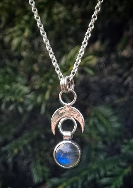 ***Pendant Only*** Blue Flash Labradorite Crescent Moon Pendant***if you would like to add a chain, please use the link in the description