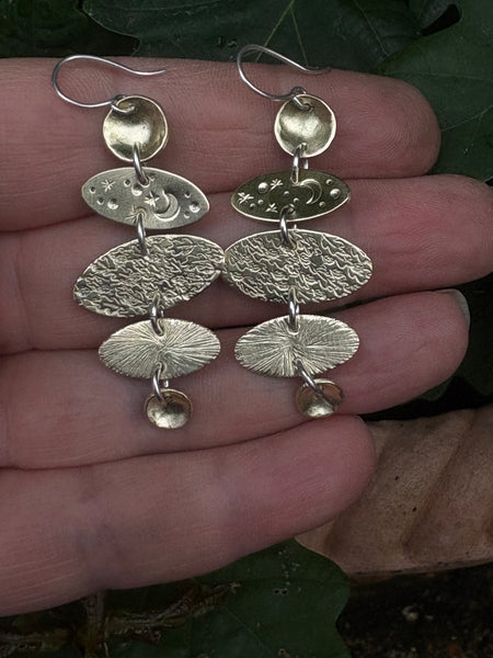 Between the Branches - Sterling Silver & Brass Drop Earrings