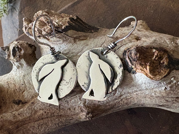 Moongazing Hare Sterling Silver Earrings