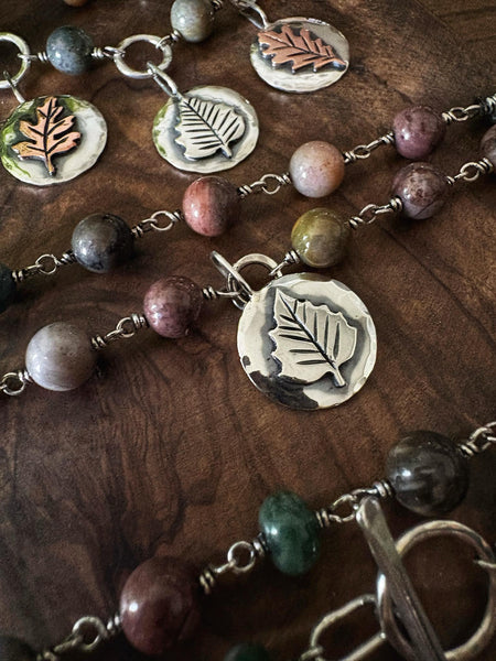 Tree Lore - Necklace ONE Silver Birch Tokyn with jasper and agate