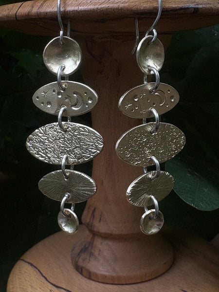 Between the Branches - Sterling Silver & Brass Drop Earrings