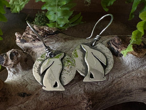 Moongazing Hare Sterling Silver Earrings