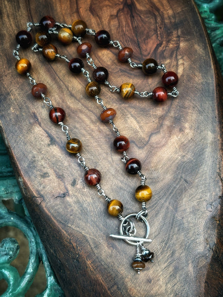 ****Pre-order****Tiger’s Eye and Tourmaline Beaded necklace