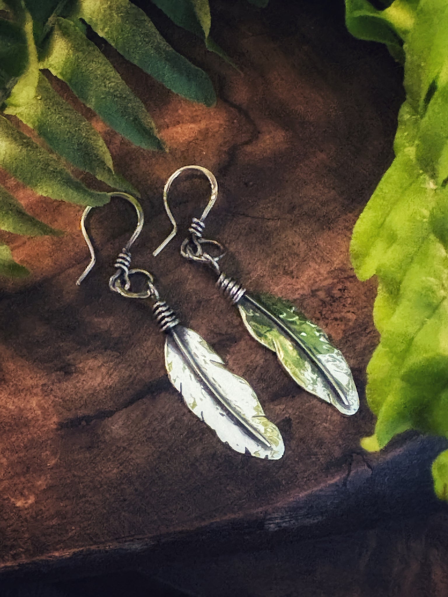 Sterling Silver Feather Earrings