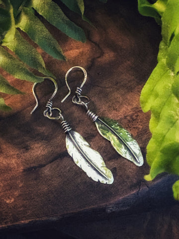 Sterling Silver Feather Earrings