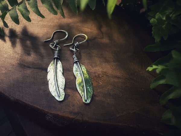 Sterling Silver Feather Earrings