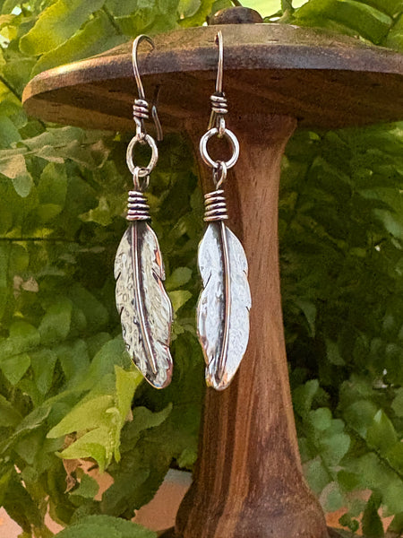Sterling Silver Feather Earrings