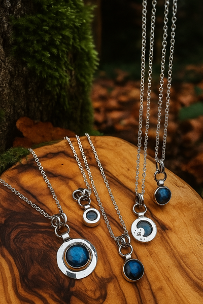 **Pendant Only** Sterling Silver Moon Cut Out Pendant in either Labradorite, Lapis Lazuli, Amethyst or Rainbow Moonstone (please add chain, if needed, via link in description)