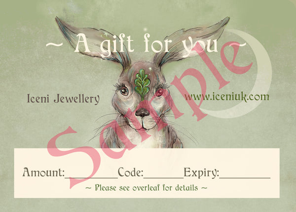 Iceni Gift Voucher from £10 - £300