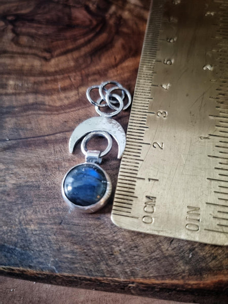 ***Pendant Only*** Blue Flash Labradorite Crescent Moon Pendant***if you would like to add a chain, please use the link in the description