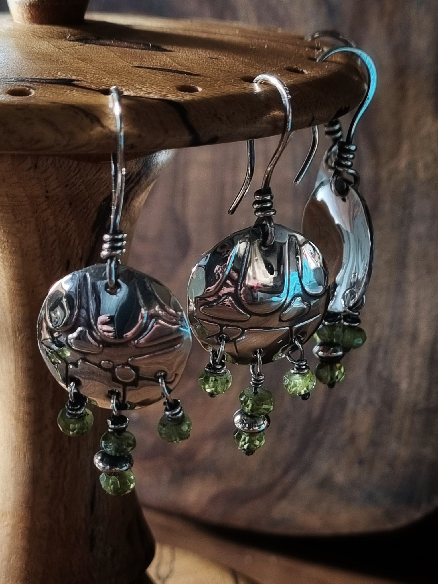 Peridot and sterling silver earrings