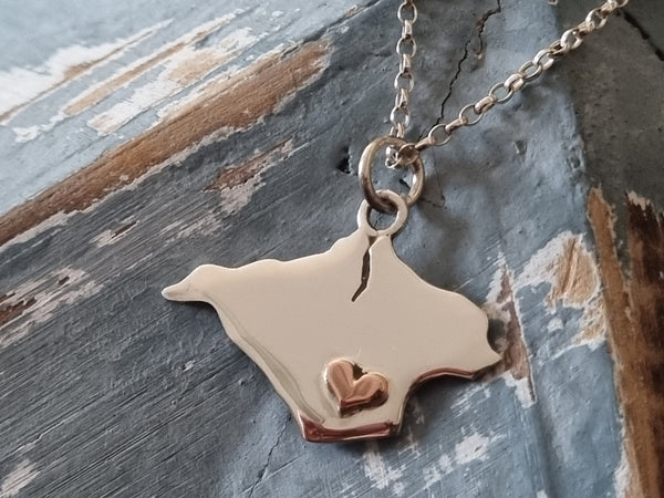 Isle of Wight Pendant with Copper Heart