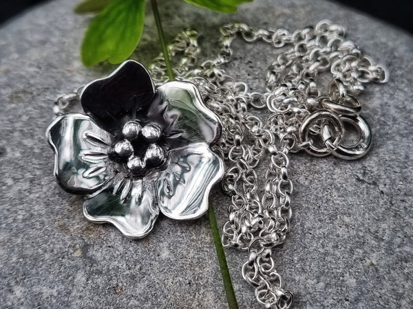 Forget-me-not Sterling Silver Pendant Necklace