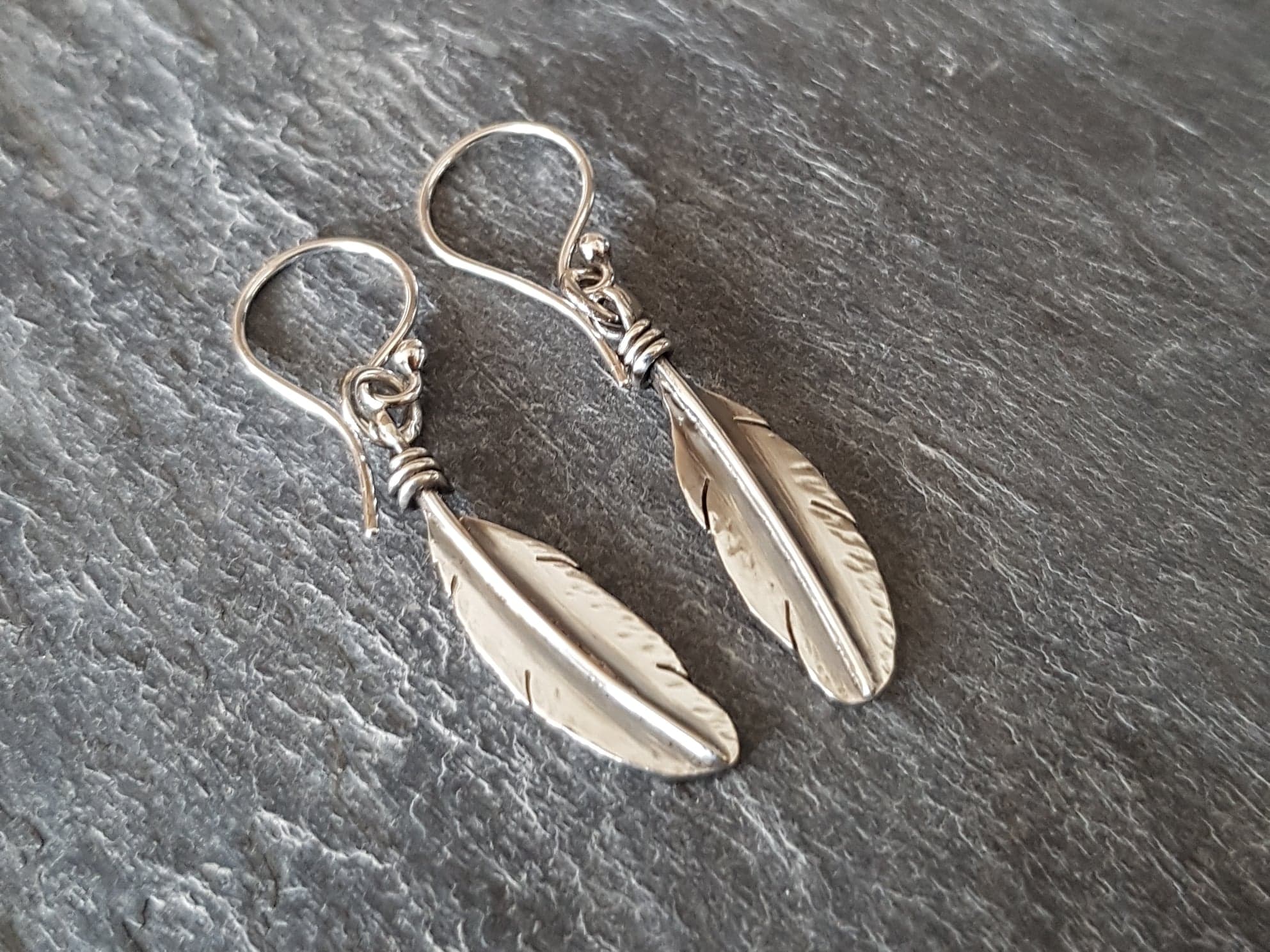 Navajo sterling silver feather earrings — Brave Designs