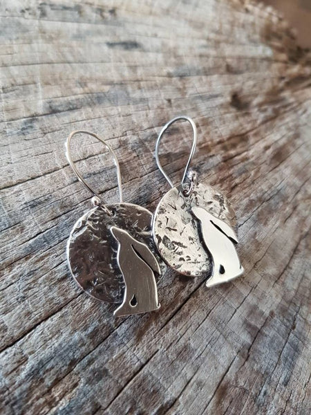 Moongazing Hare Sterling Silver Earrings