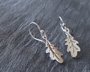 Sterling Silver Oak Leaf Drop Earrings